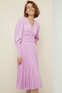 Pleated dress with twisted collar - Lilac