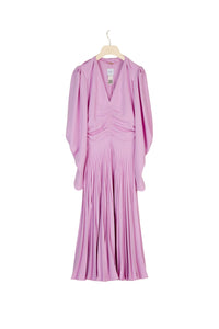 Pleated dress with twisted collar - Lilac