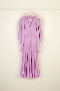 Pleated dress with twisted collar - Lilac