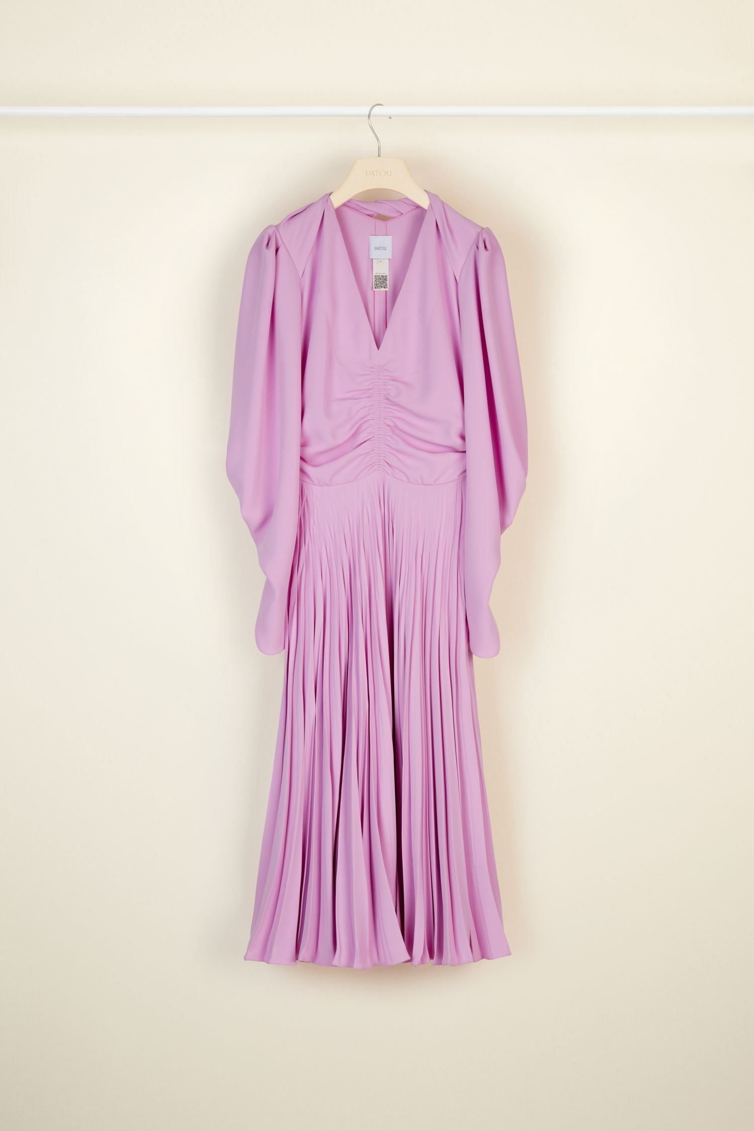 Pleated dress with twisted collar - Lilac