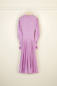 Pleated dress with twisted collar - Lilac