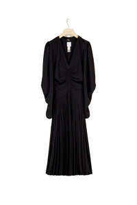 Pleated dress with twisted collar - Black