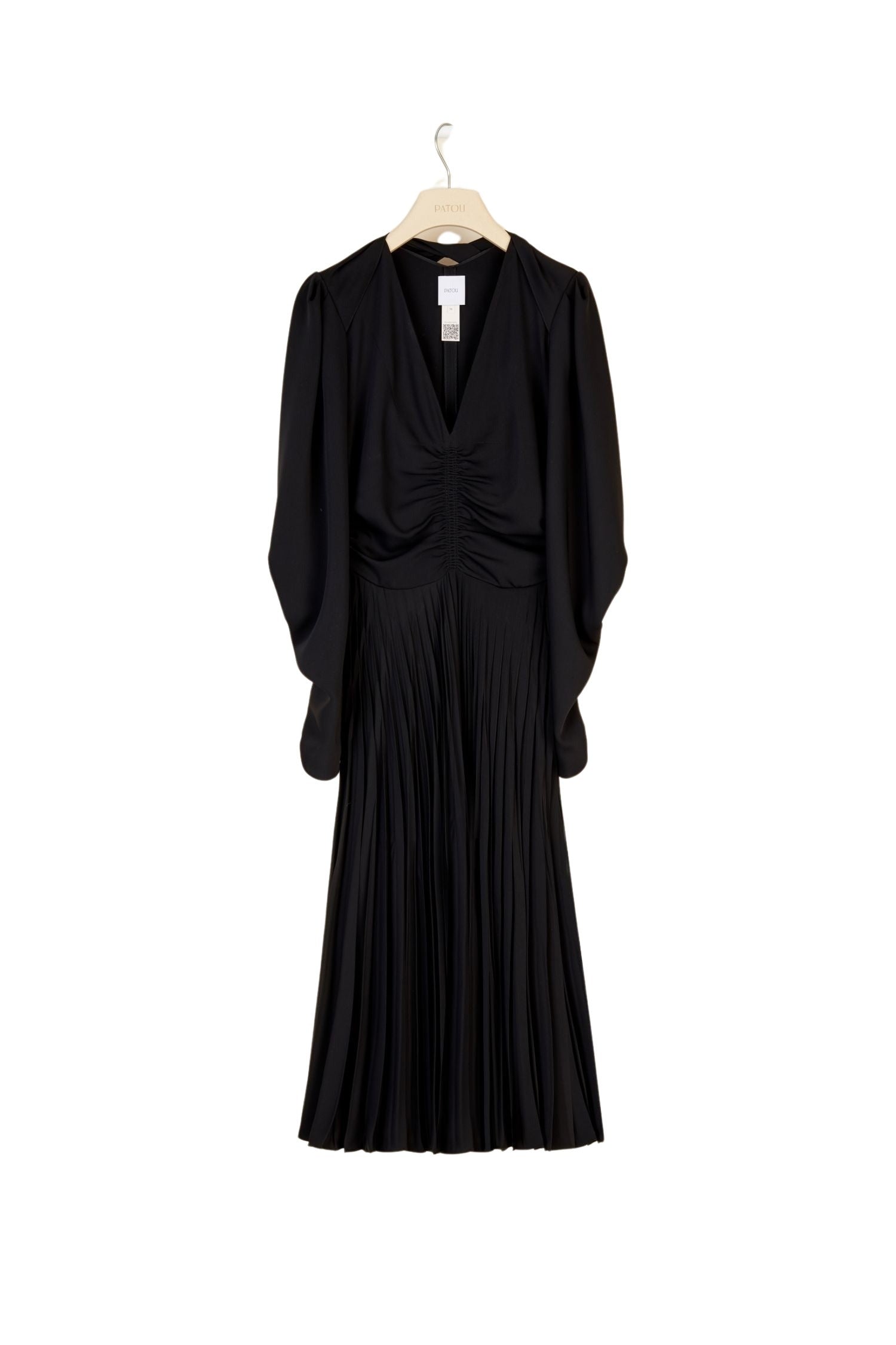 Pleated dress with twisted collar - Black