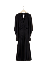 Robe plissée à col twisté - Noir