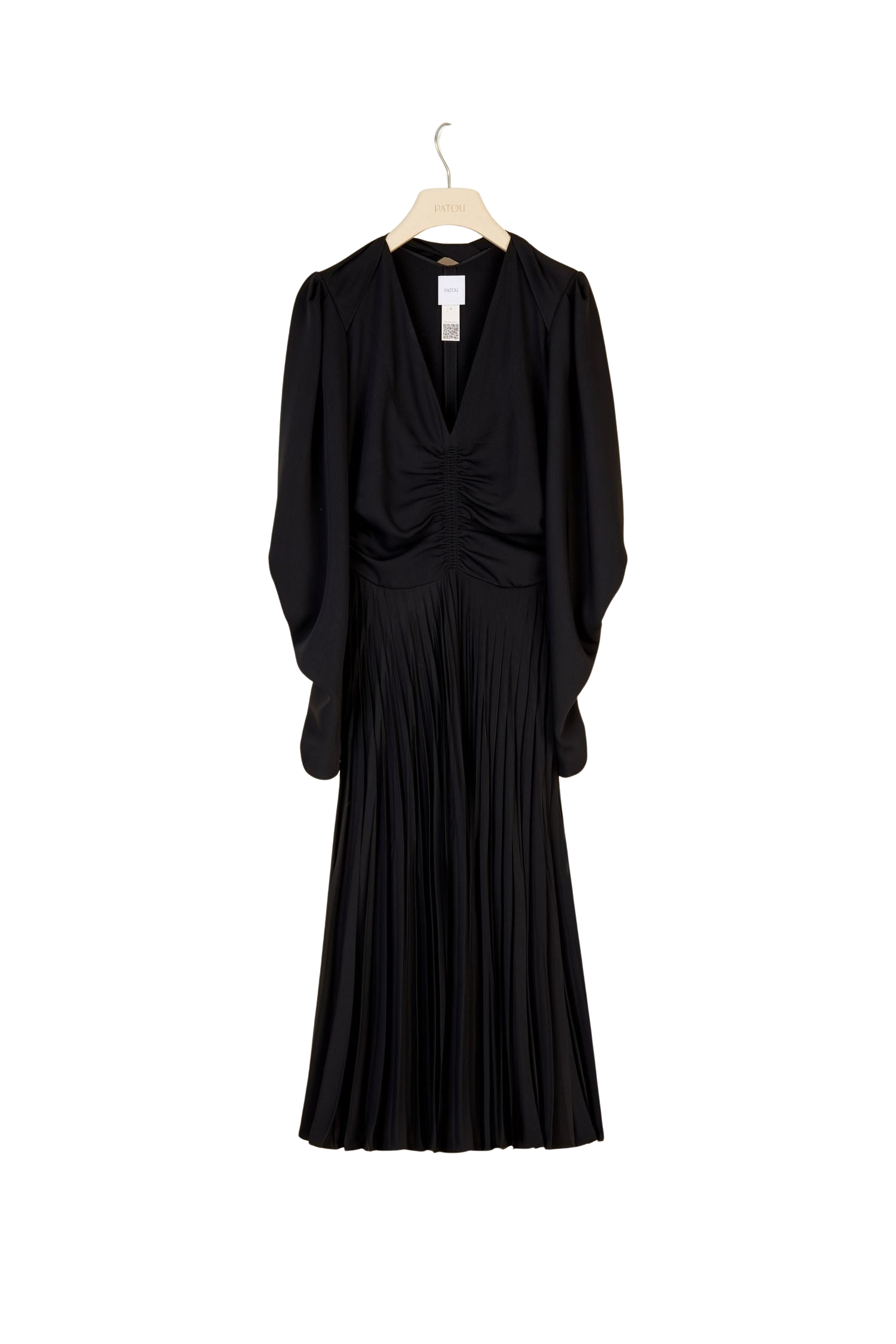 Robe plissée à col twisté - Noir