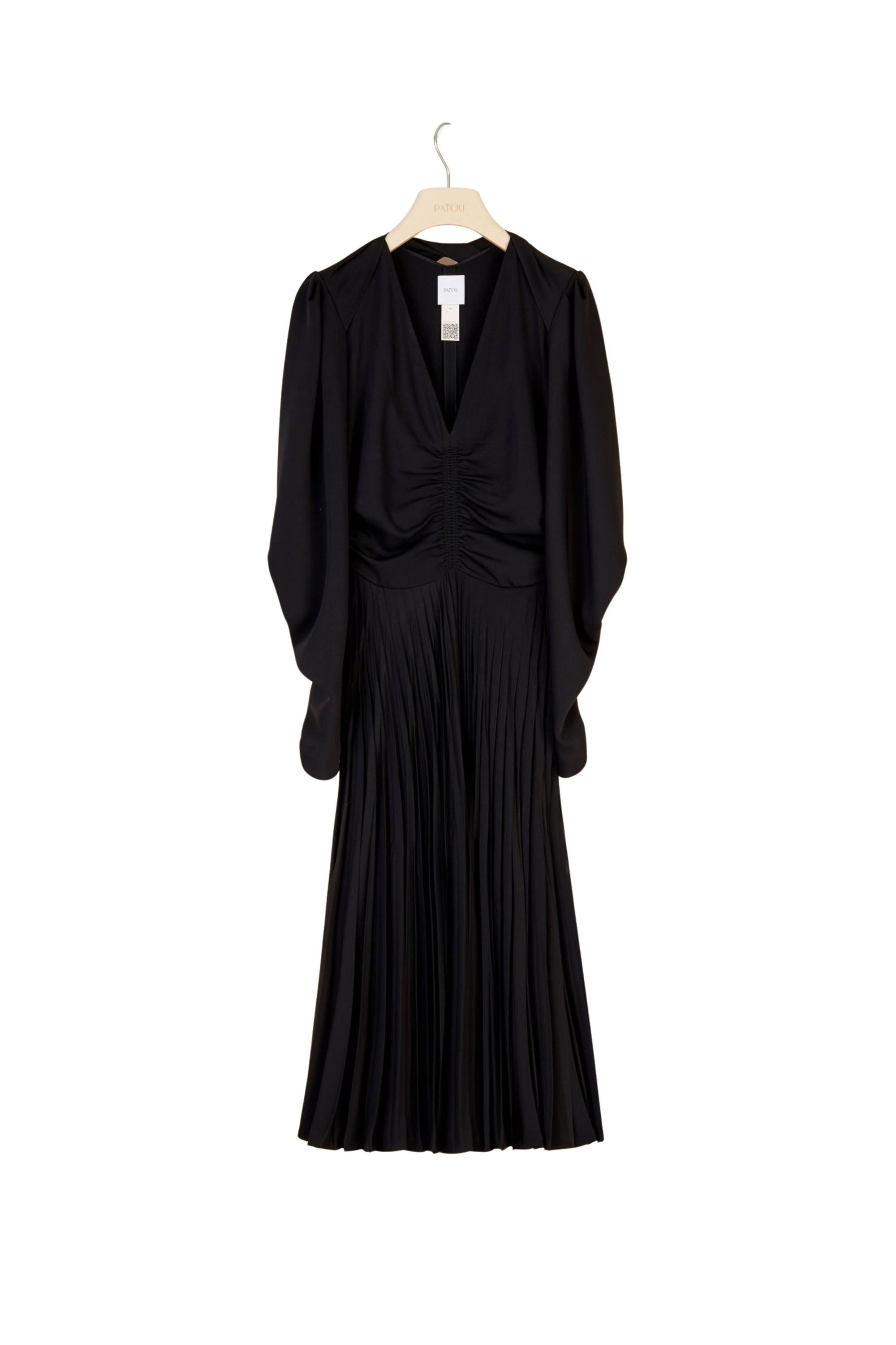 Pleated dress with twisted collar - Black
