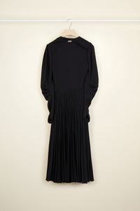 Robe plissée à col twisté - Noir