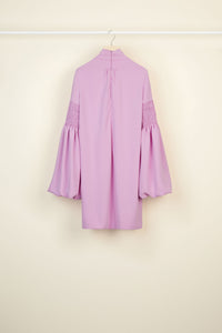Pussy neck short dress - Lilac