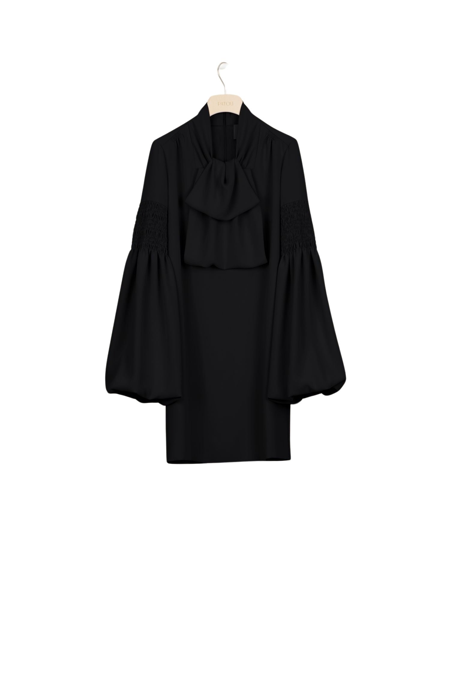 Robe courte à col lavallière - Noir