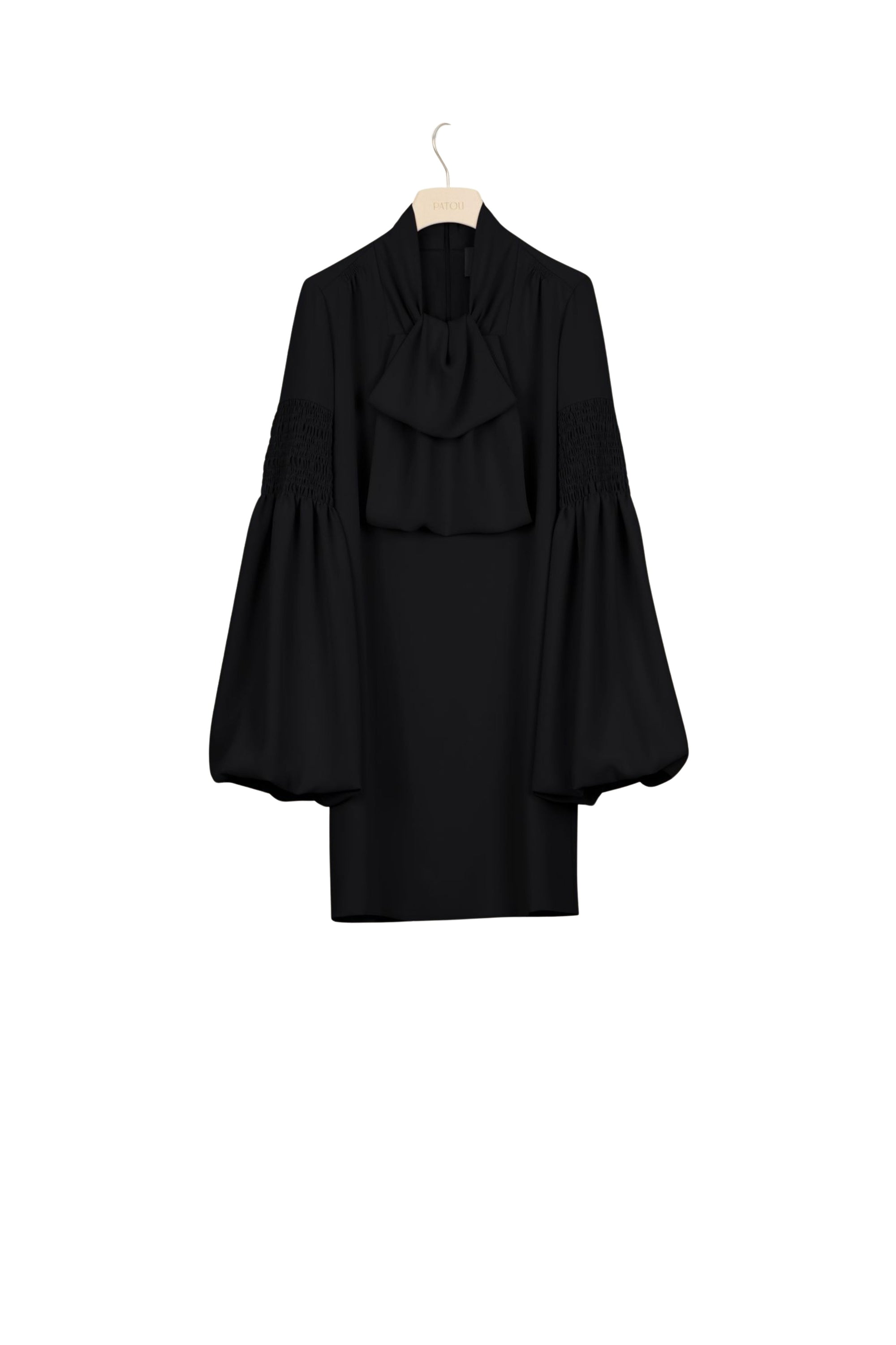 Pussy neck short dress - Black