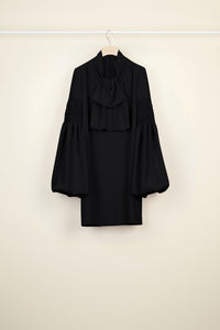 Robe courte à col lavallière - Noir