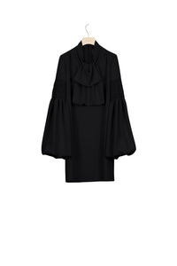 Robe courte à col lavallière - Noir