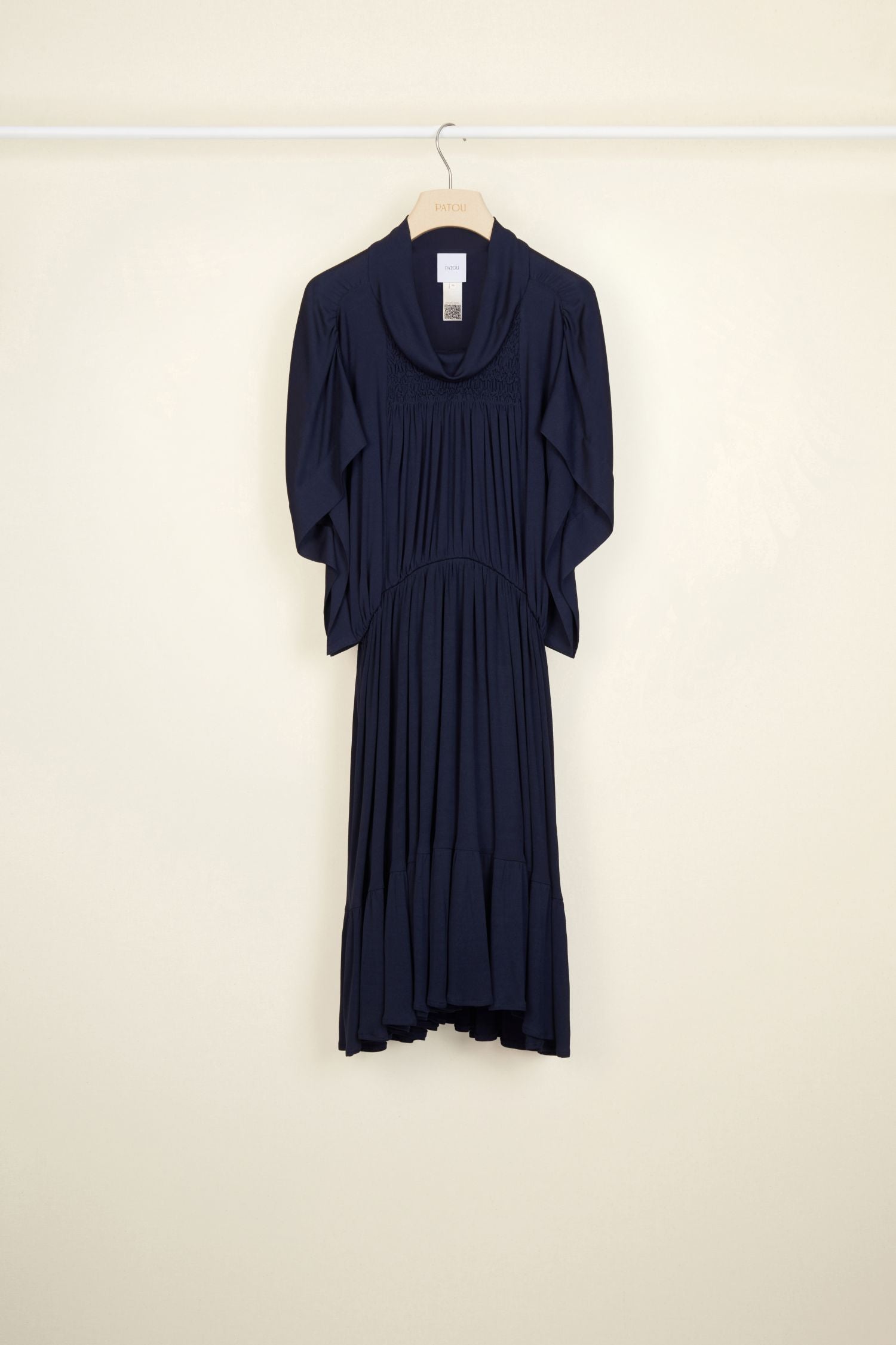 Robe midi à smocks - Bleu Saphir