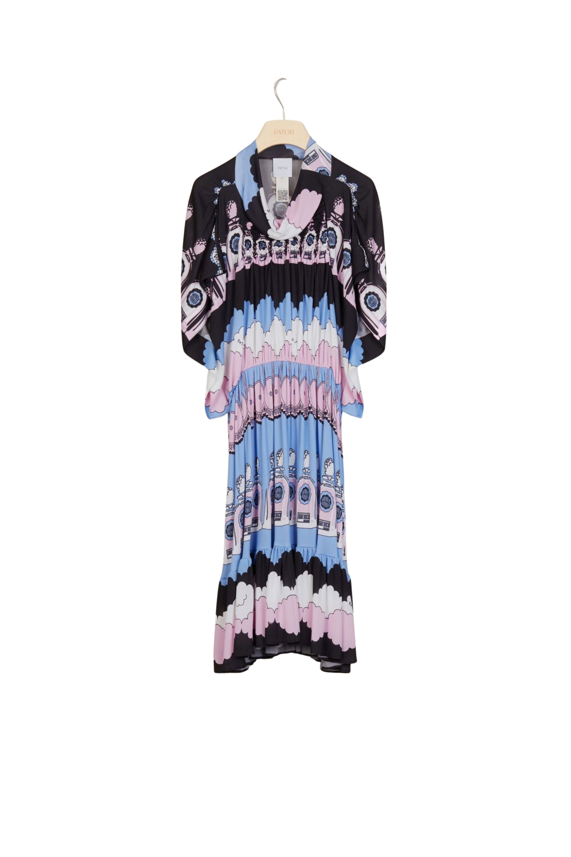 Robe midi imprimée à smocks - Clouds