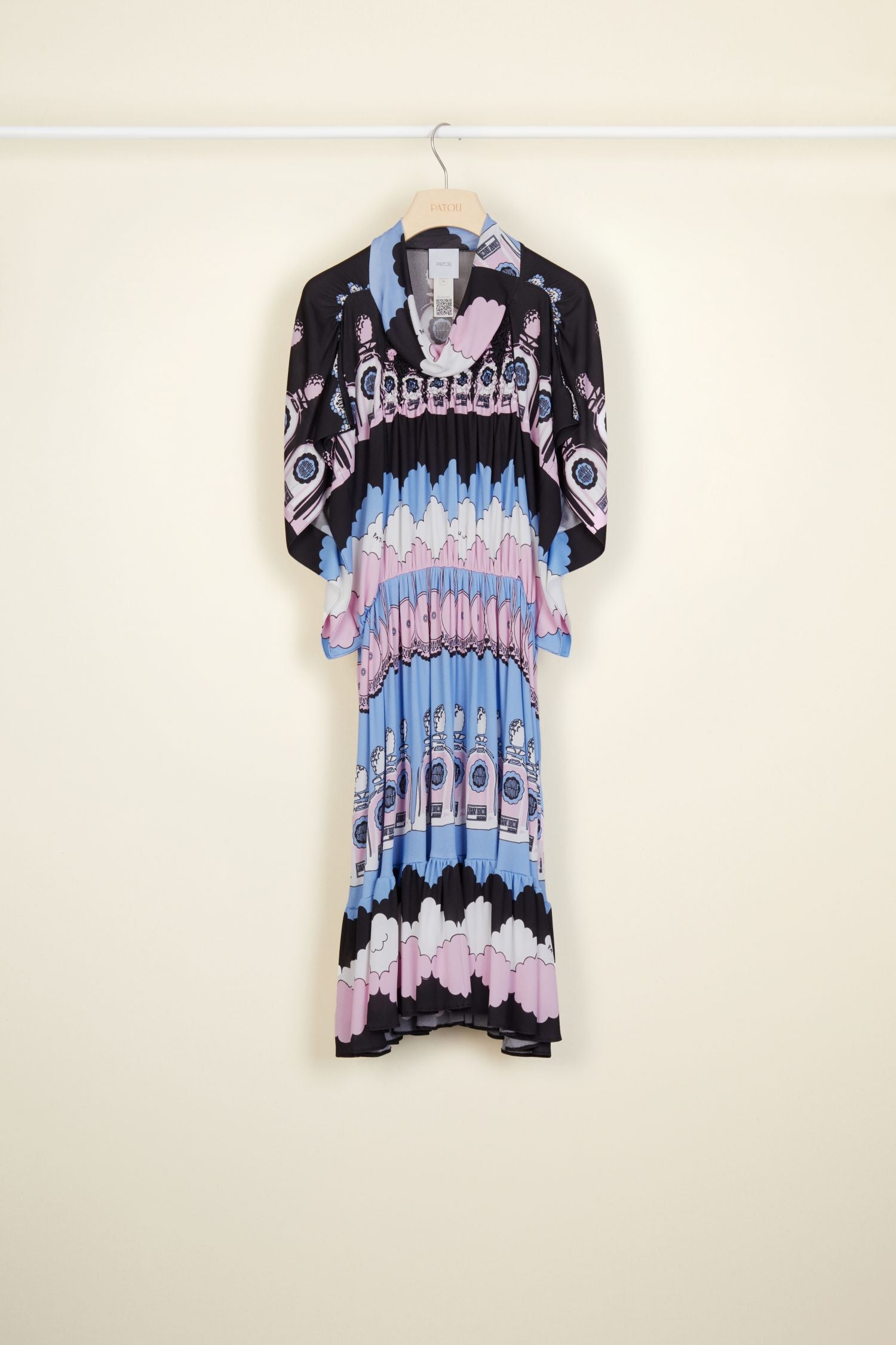 Printed smocked midi dress - Clouds print