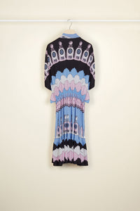 Robe midi imprimée à smocks - Imprimé Clouds