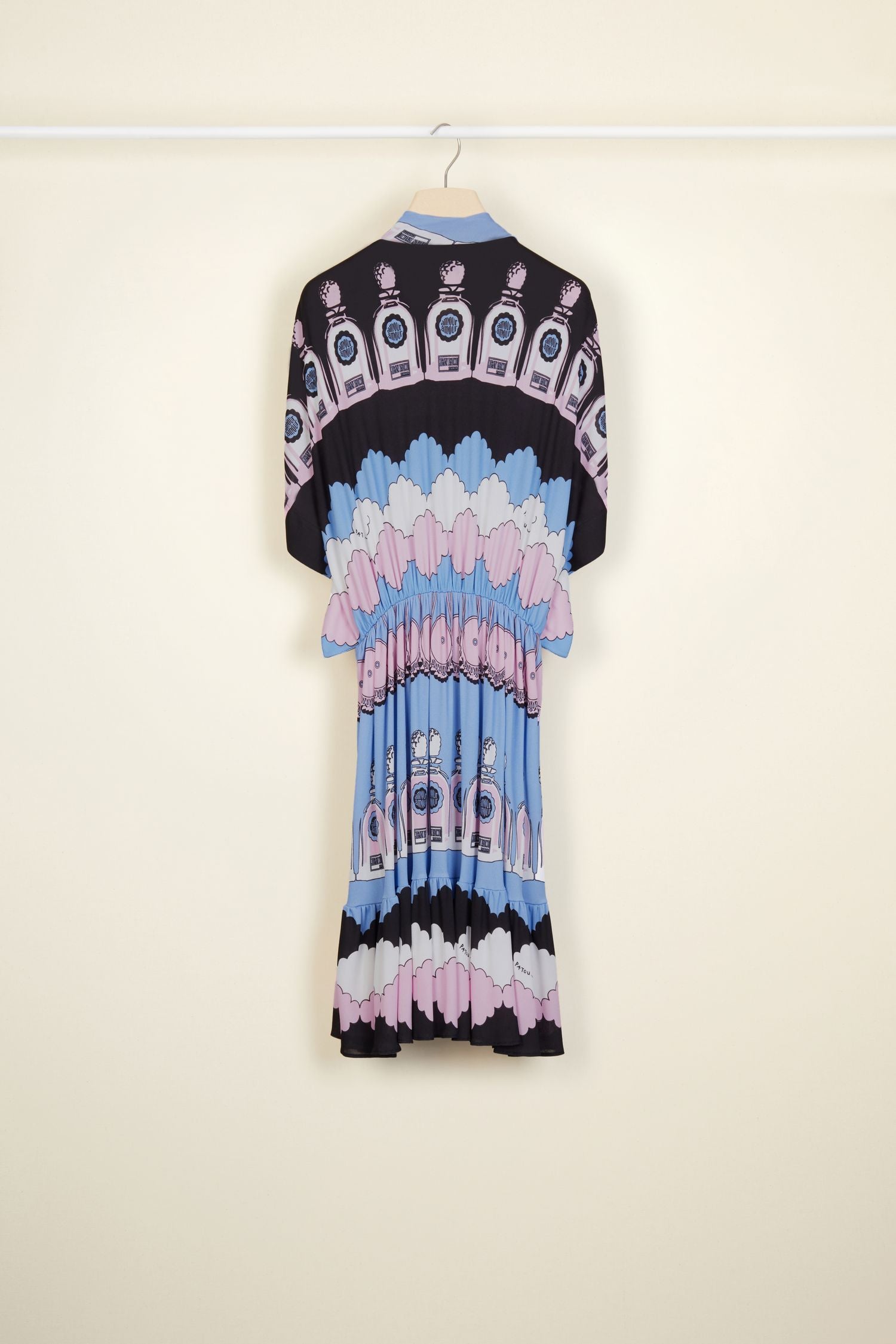 Robe midi imprimée à smocks - Imprimé Clouds