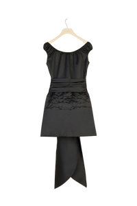 Robe épaules nues à pans drapés - Noir