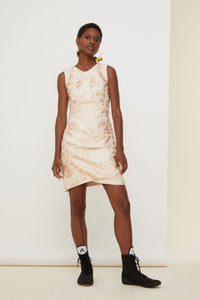 Robe à découpes en jacquard fleuri - Fleur de Pêche