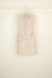 Cut-out dress in floral jacquard - Peach Blossom