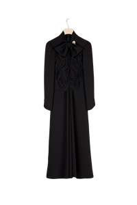 Robe midi à col noeud ajouré - Noir