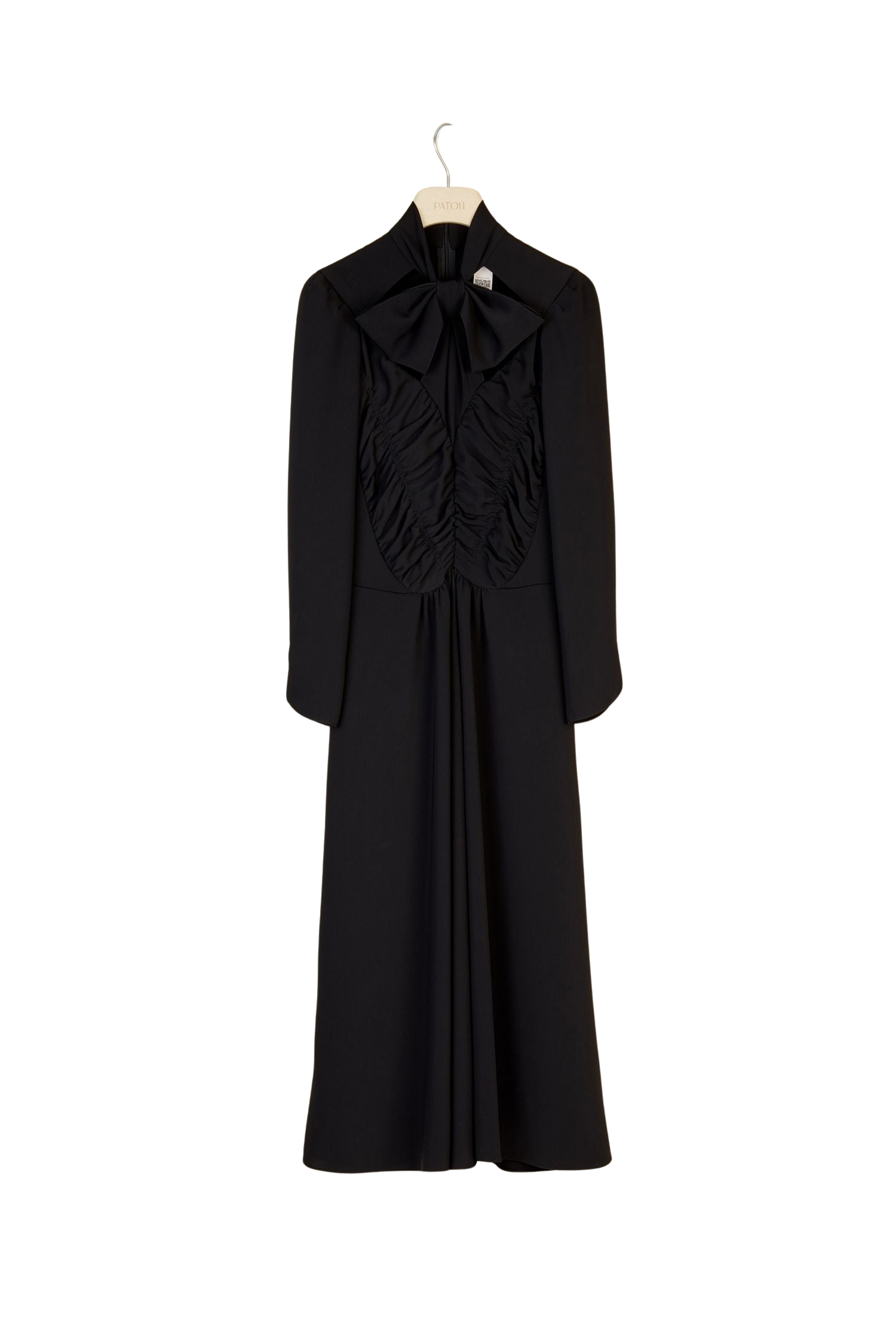 Robe midi à col noeud ajouré - Noir