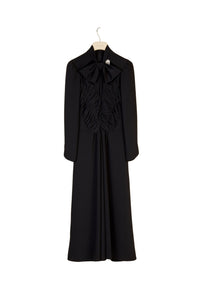 Openwork bow-neck midi dress - Black