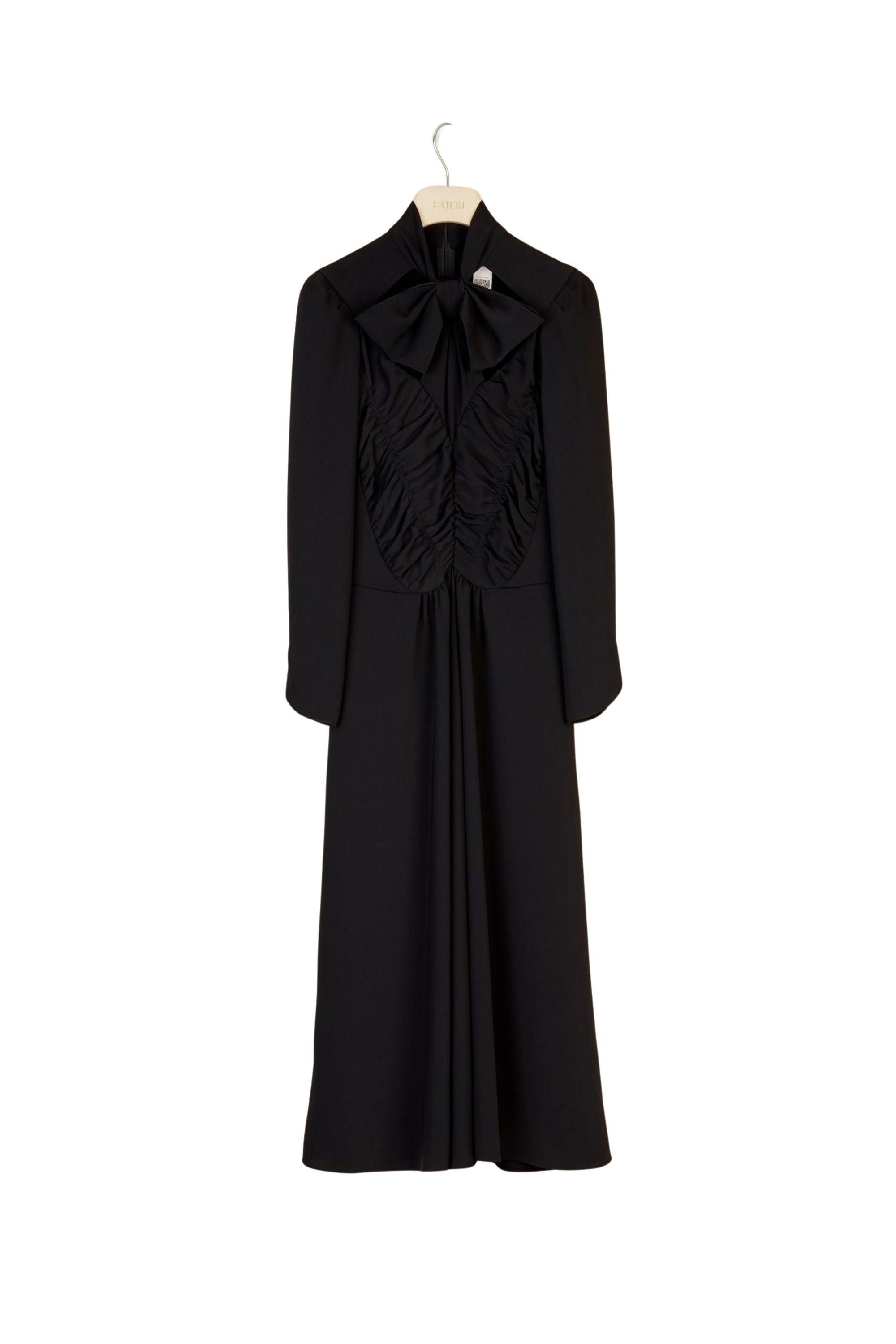 Openwork bow-neck midi dress - Black
