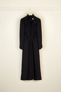 Robe midi à col noeud ajouré - Noir