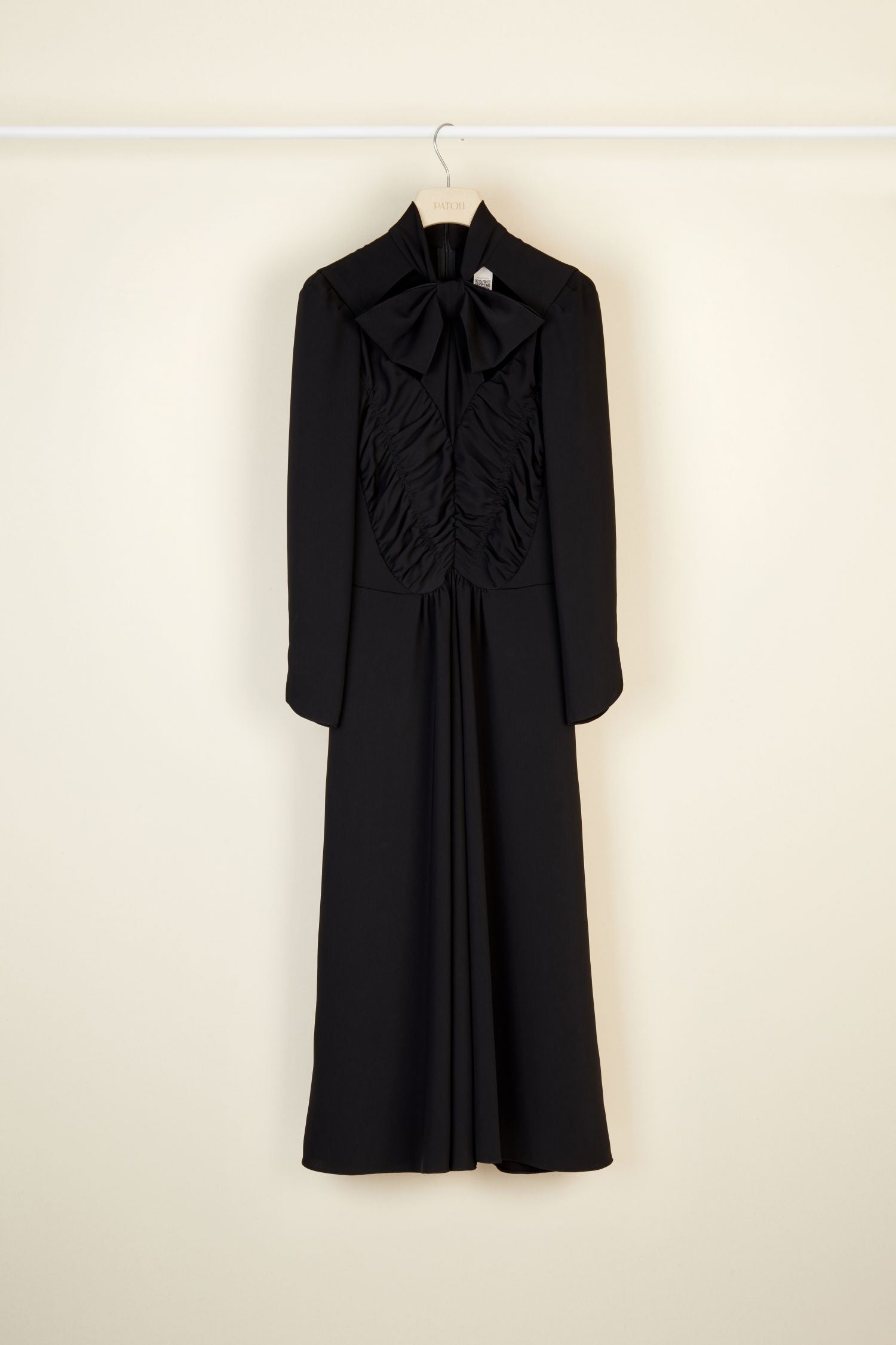 Robe midi à col noeud ajouré - Noir