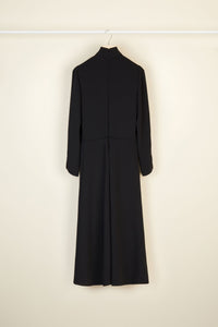 Robe midi à col noeud ajouré - Noir