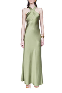 Robe Evelyn croisée - Dark Moss