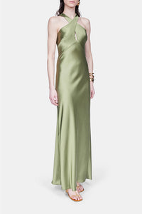 Robe Evelyn croisée - Dark Moss