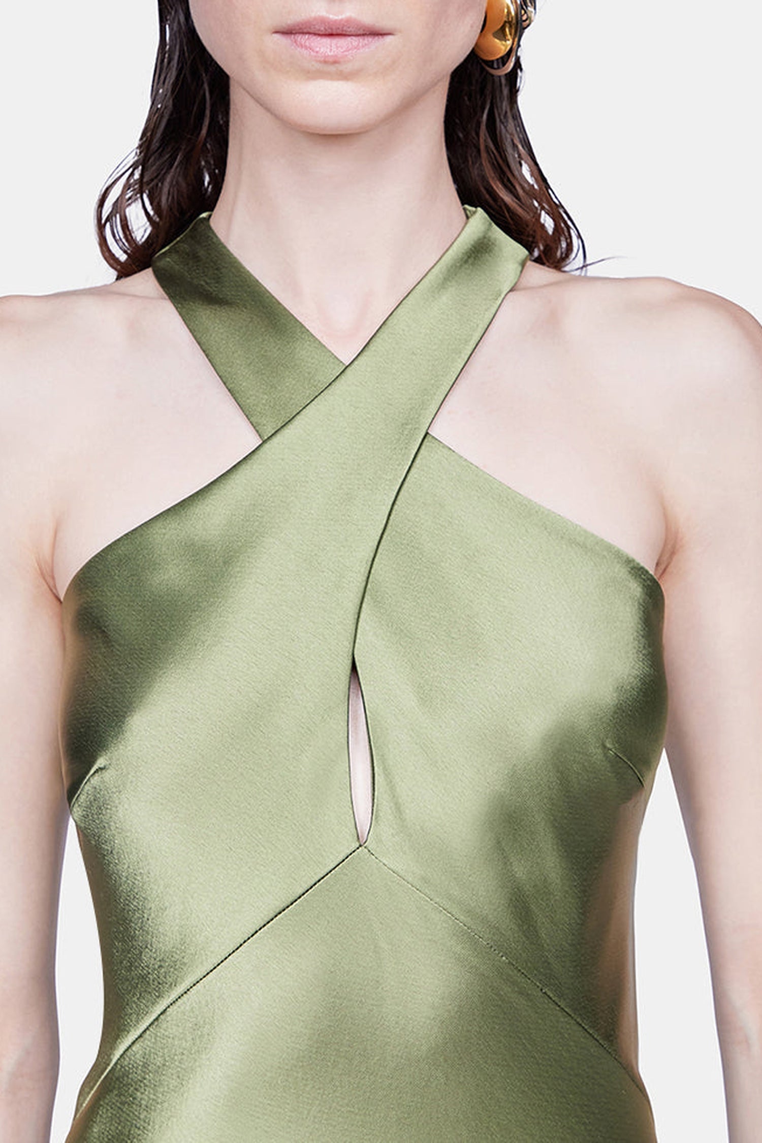 Robe Evelyn croisée - Dark Moss