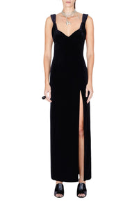 Robe longue Liza en velours - Black