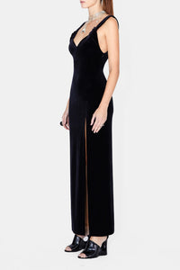 Robe longue Liza en velours - Black