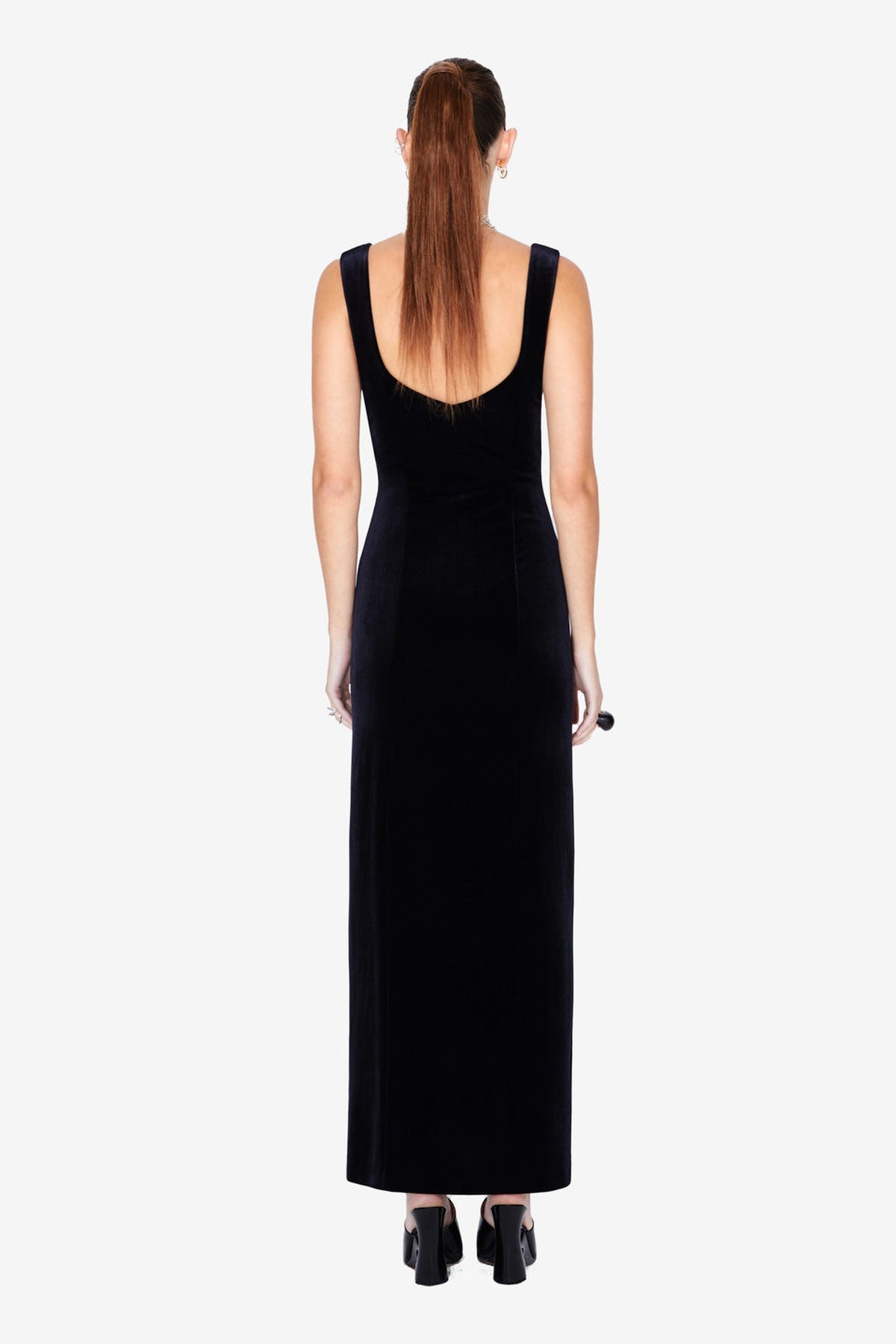 Robe longue Liza en velours - Black