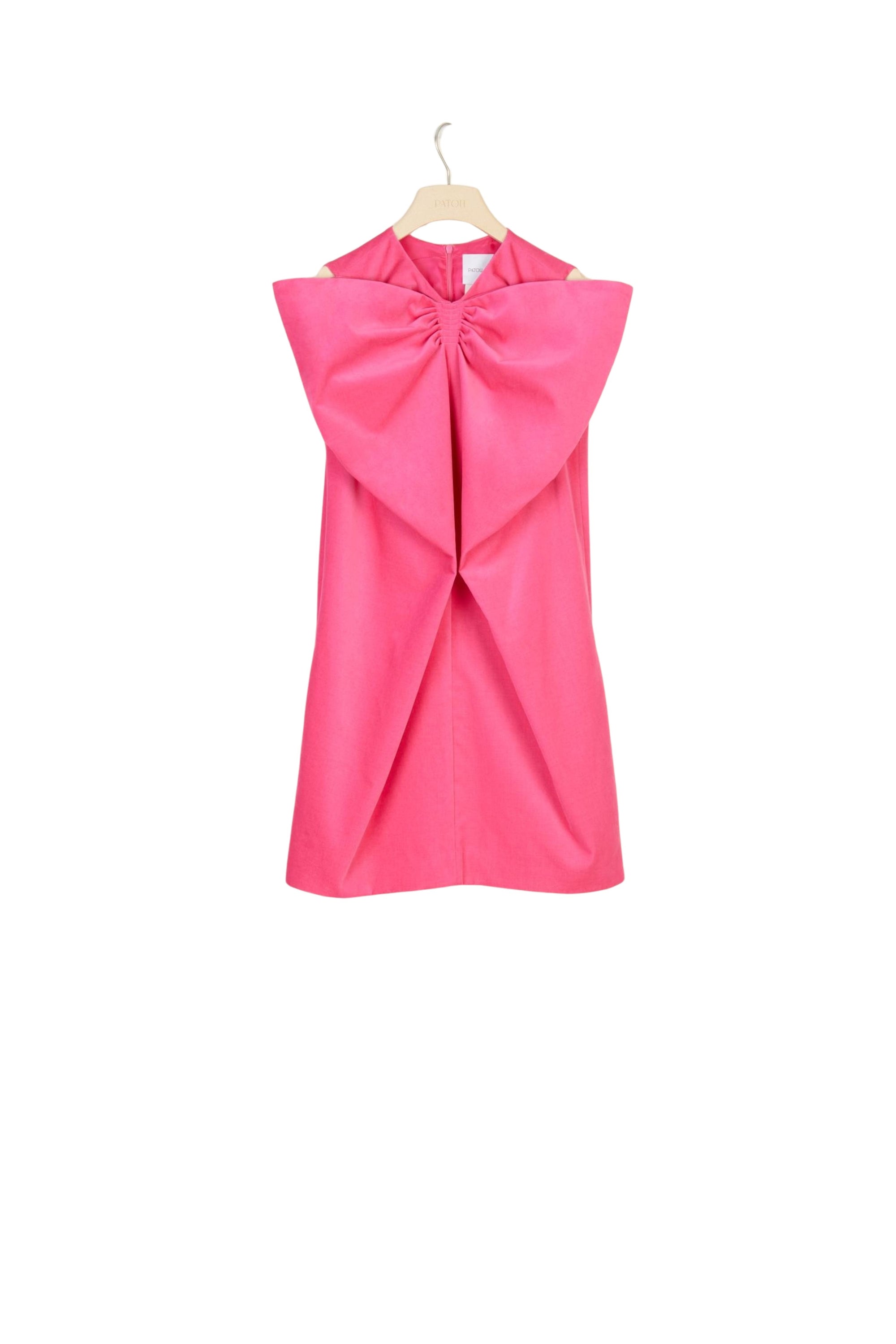 Velvet short dress with maxi bow - Raspberry