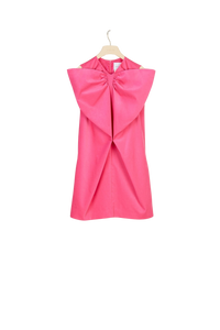 Robe en velours à maxi noeud - Framboise