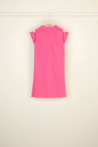Velvet short dress with maxi bow - Raspberry