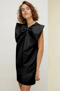 Robe en satin à maxi noeud - Noir
