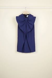 Seersucker maxi bow dress - Persian Blue