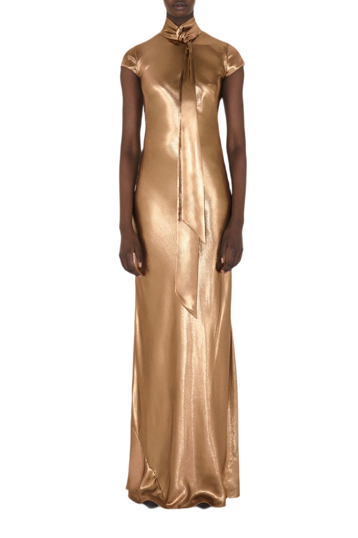 Robe longue Solar Gaze en satin - Gold