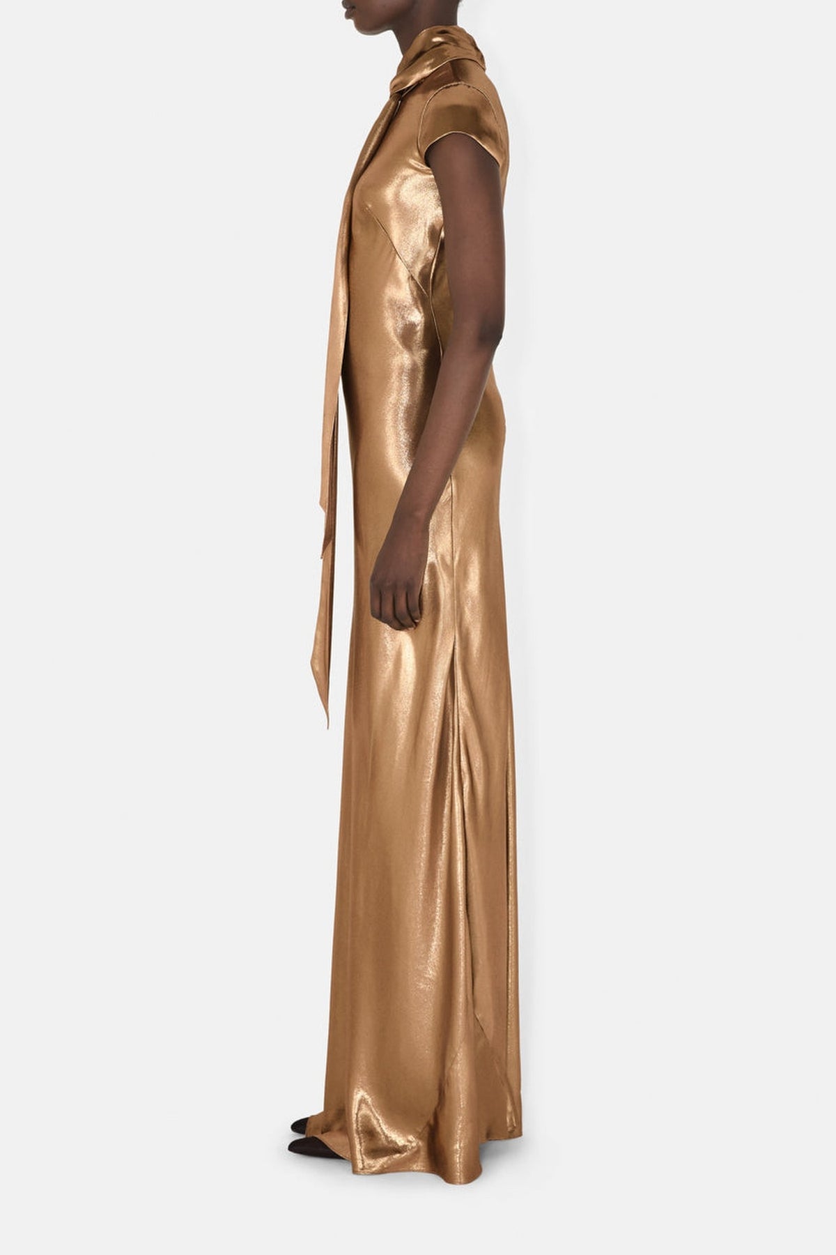 Robe longue Solar Gaze en satin - Gold