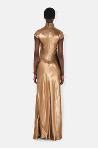 Robe longue Solar Gaze en satin - Gold