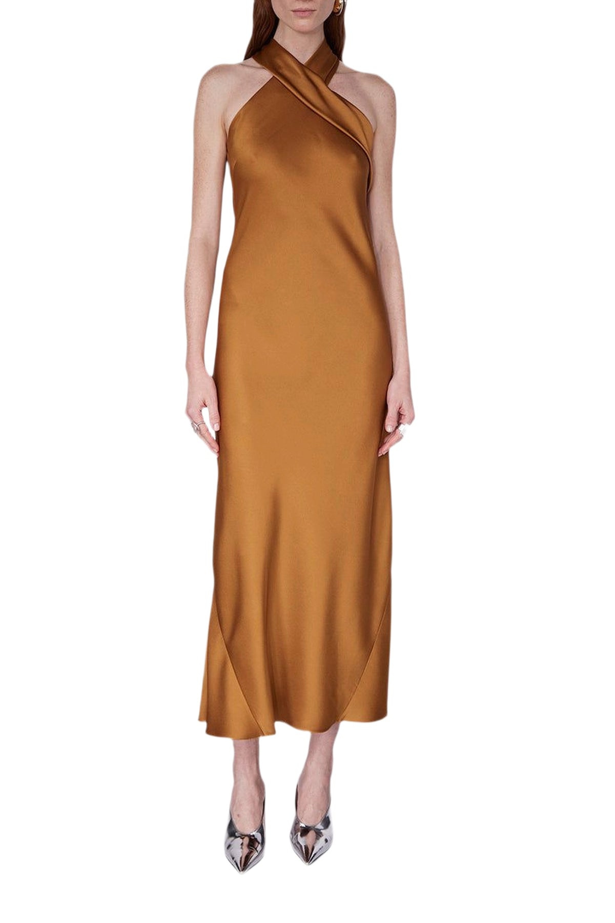 Robe midi Pandora en satin - Brandy