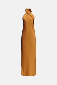 Robe midi Pandora en satin - Brandy