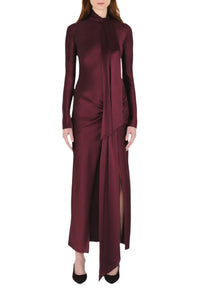 Robe longue Emilie en satin - Oxblood
