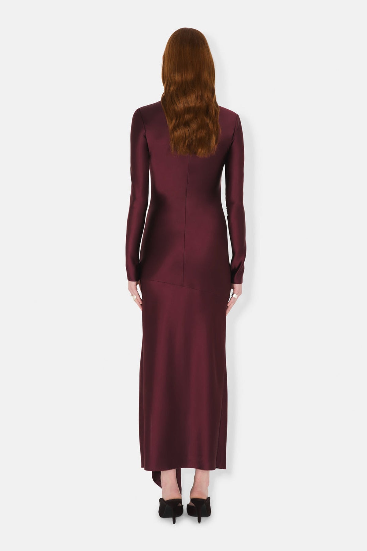 Robe longue Emilie en satin - Oxblood