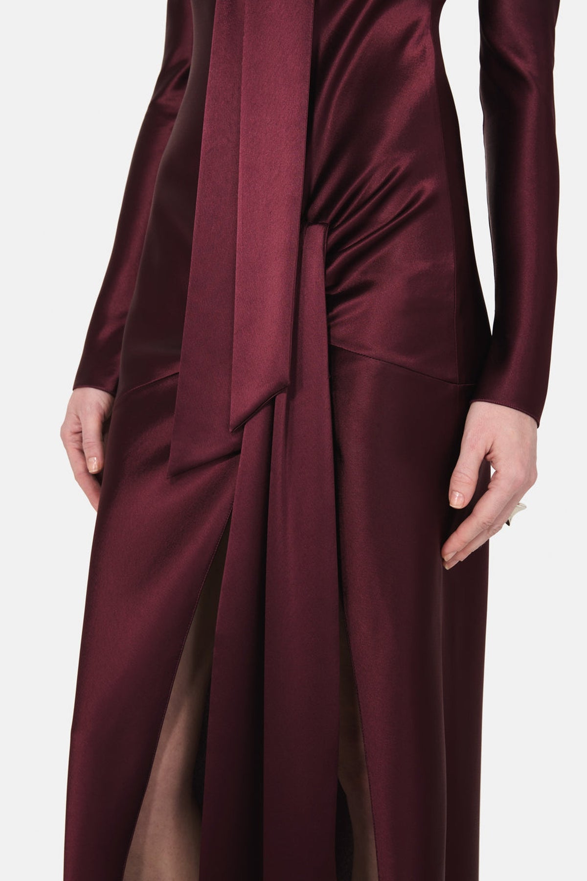 Robe longue Emilie en satin - Oxblood